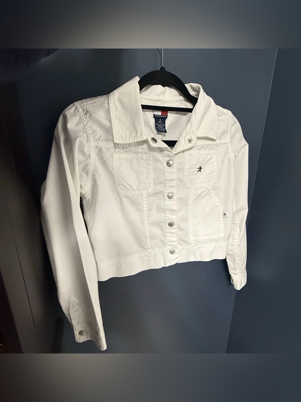 Tommy Hilfiger Cropped Lightweight Jacket White Size M Star Logo Cotton Western